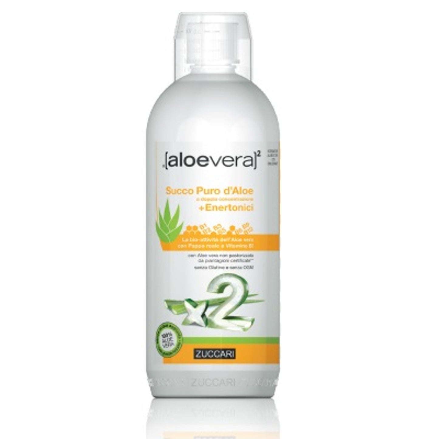 Aloevera2 Succo Puro D'Aloe Doppia Concentrazione + Enertonici 1 Litro