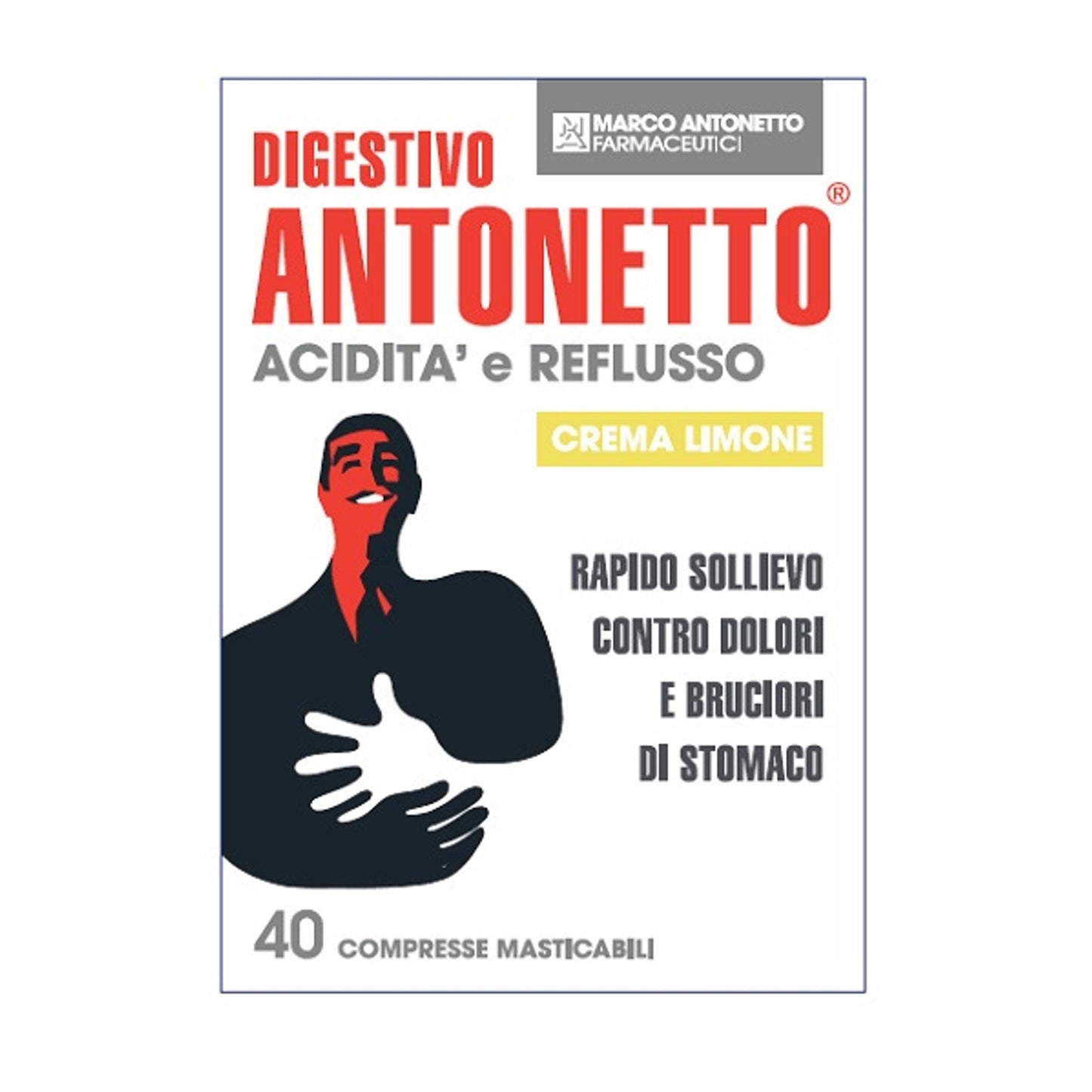 Digestivo Antonetto Acidita' E Reflusso Crema Al Limone 40 Compresse Masticabili
