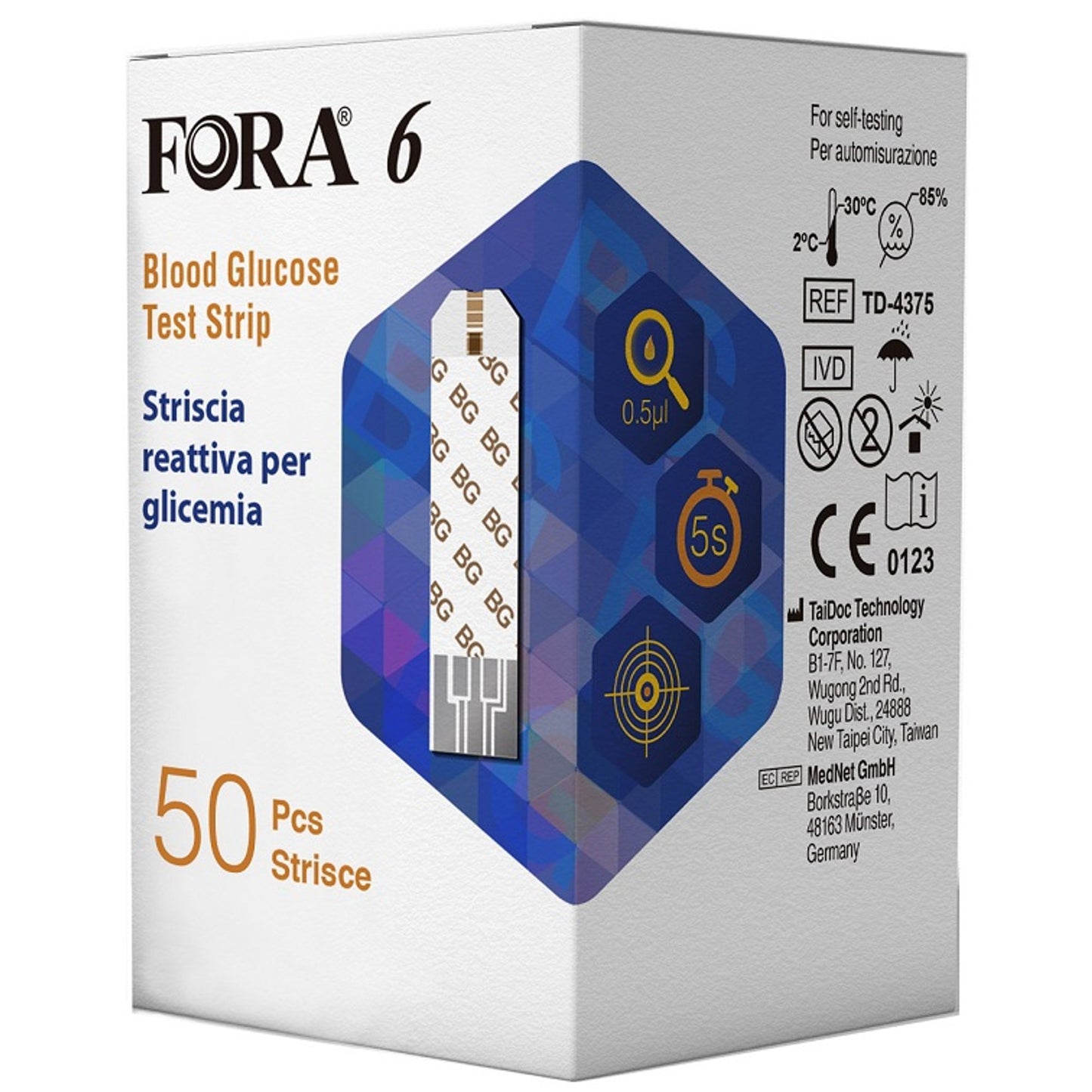 Strisce Misurazione Glicemia Fora 6 Connect Box Da 50 Pezzi