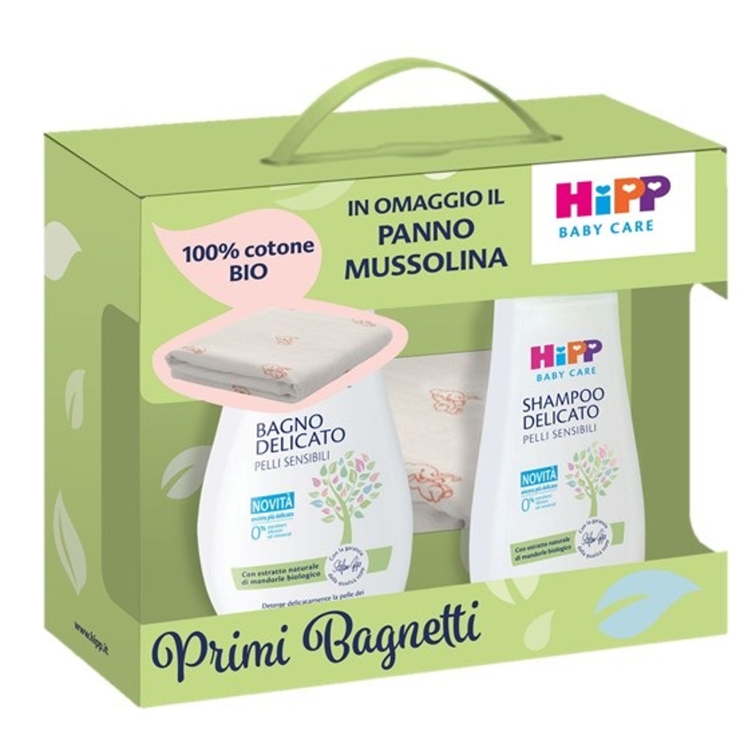 Hipp Cofanetto Primi Bagnetti Mussolina 1 Baby Care Bagno Delicato 350 Ml + 1 Baby Care Shampoo Delicato 200 Ml + 1 Panno Mussolina