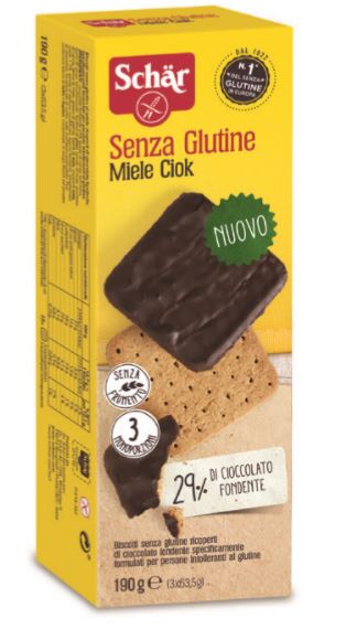 SCHAR MIELE CIOK BISCOTTI AL MIELE RICOPERTI DI CIOCCOLATO FONDENTE 3 PORZIONI DA 63;5 G