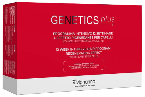 GENETICS PLUS PROGRAMMA INTENSIVO 12 SETTIMANE A EFFETTO RIGENERANTE PER CAPELLI CON CELLULE STAMINALI VEGETALI 14 FIALE5 ML + 1 SPRAY 100 ML