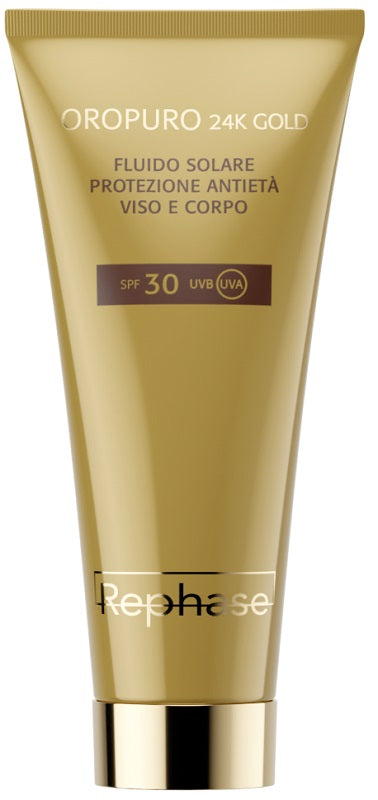 REPHASE OROPURO 24K GOLD FLUIDO SOLARE PROTEZIONE ANTIETA' VISO CORPO SPF30 150 ML