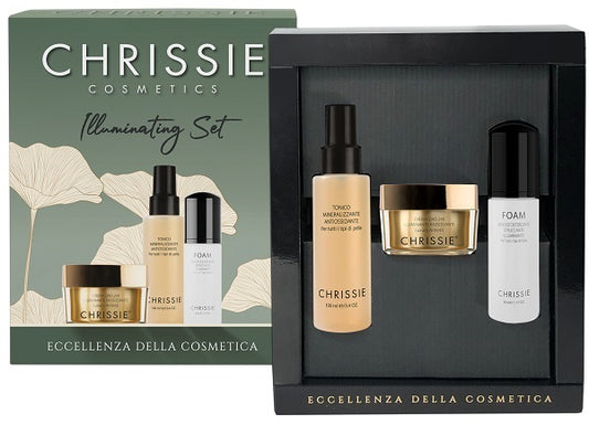 CHRISSIE ILLUMINATING SET 1 TONICO MINERALIZZANTE 100 ML + 1FOAM DETERGENTE 50 ML + 1 CREMA ORO 24K 50 ML