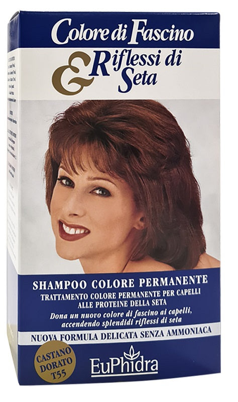 EUPHIDRA COLORE DI FASCINO & RIFLESSI DI SETA SHAMPOO COLOREPERMANENTE 55 CASTANO DORATO 120 ML