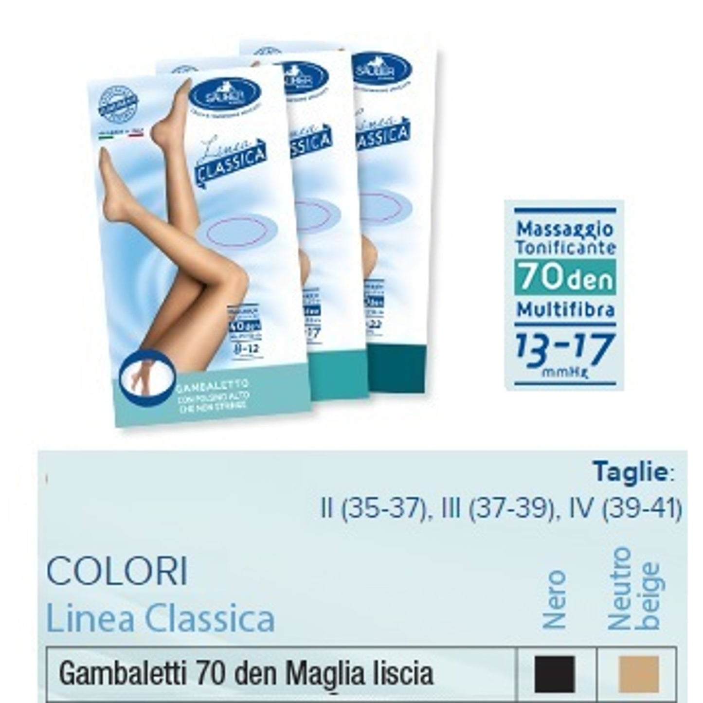 Sauber Gambaletto 70 Maglia Liscia Neutro Beige 2 Linea Classica