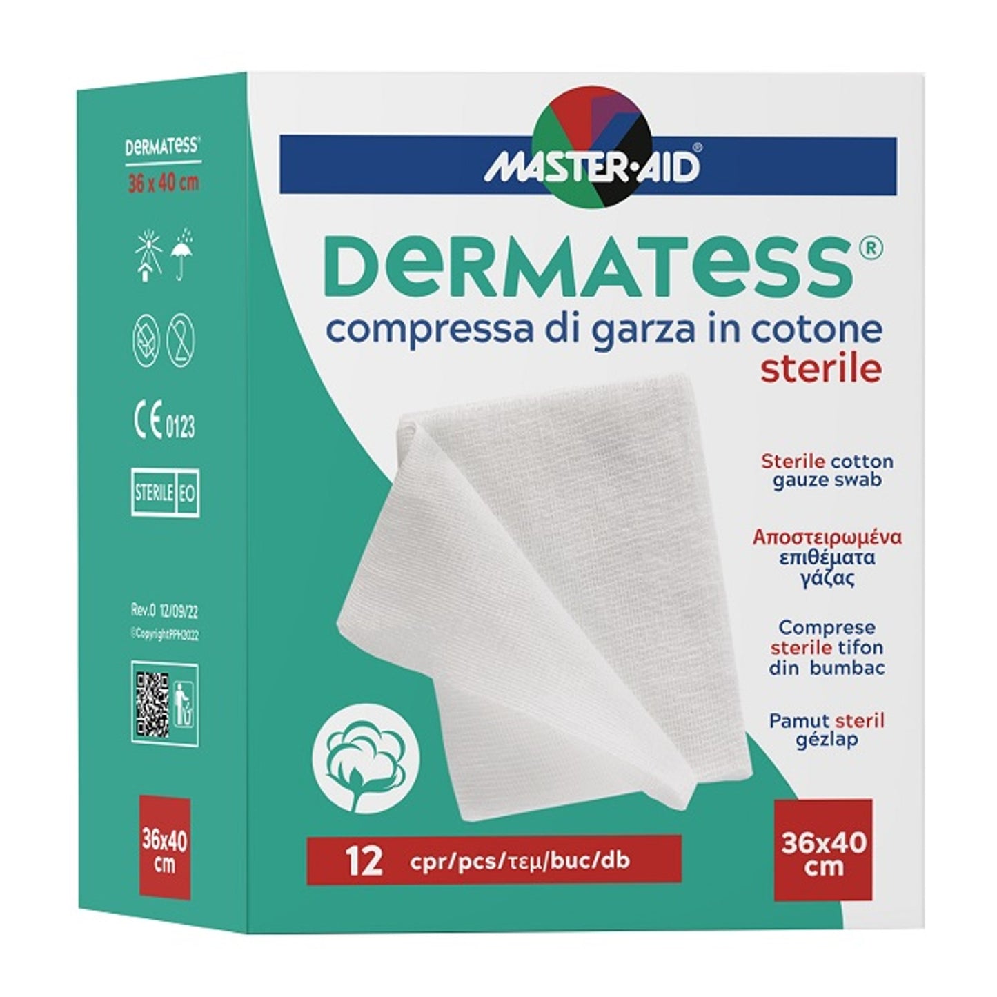Garza Compressa Master-Aid Dermatess Cotone 36X40Cm 12 Pezzi