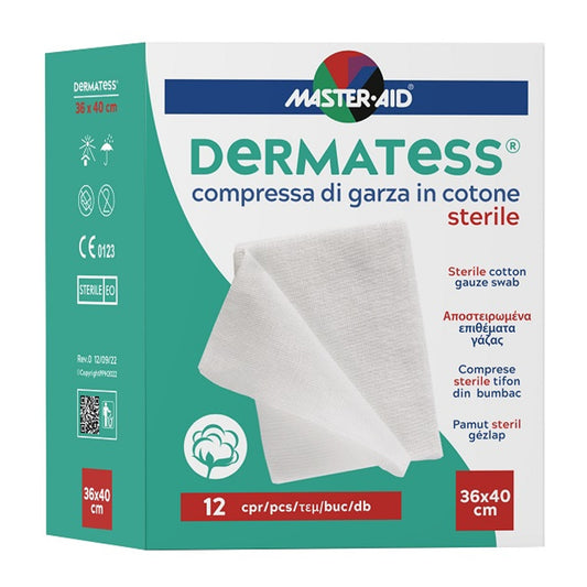 Garza Compressa Master-Aid Dermatess Cotone 36X40Cm 12 Pezzi