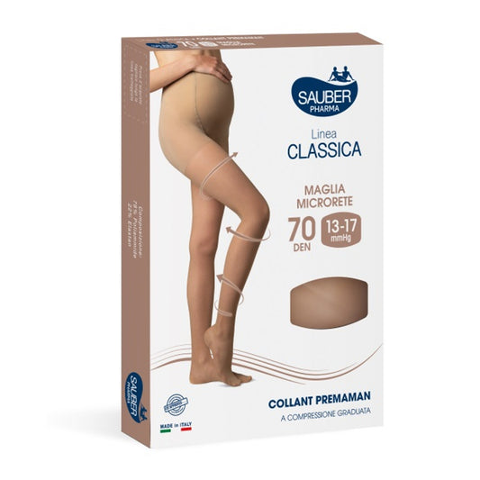 Sauber Collant Premaman 140 Denari Maglia Microrete Neutro Beige 3 Linea Classica