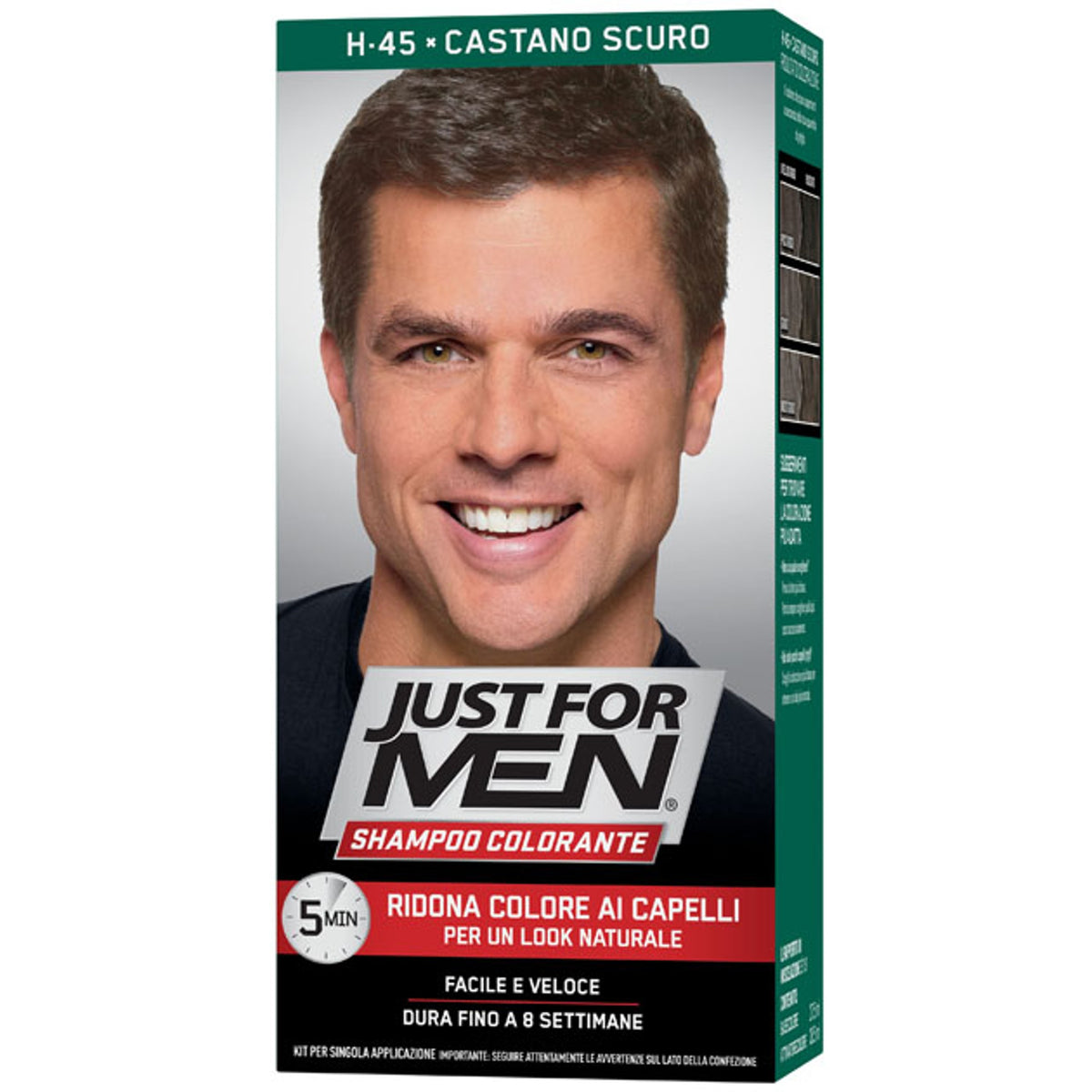 Just For Men Hair Color Shampoo H45 Dark Brown Light Activator 38.5 ml + Color Base 27.5 ml