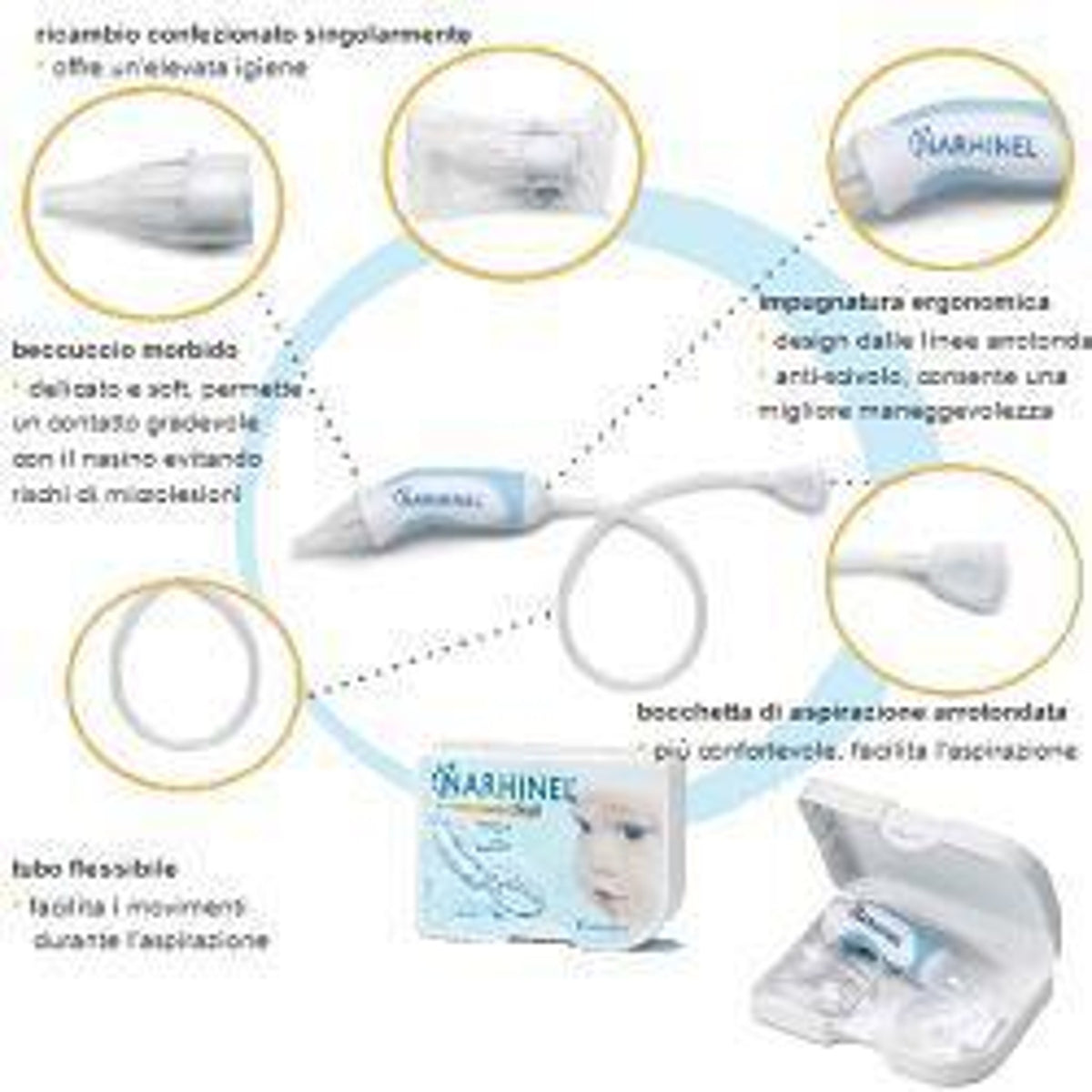 Aspiratore Nasale Narhinel + 2 Ricambi Soft Articolo 526403