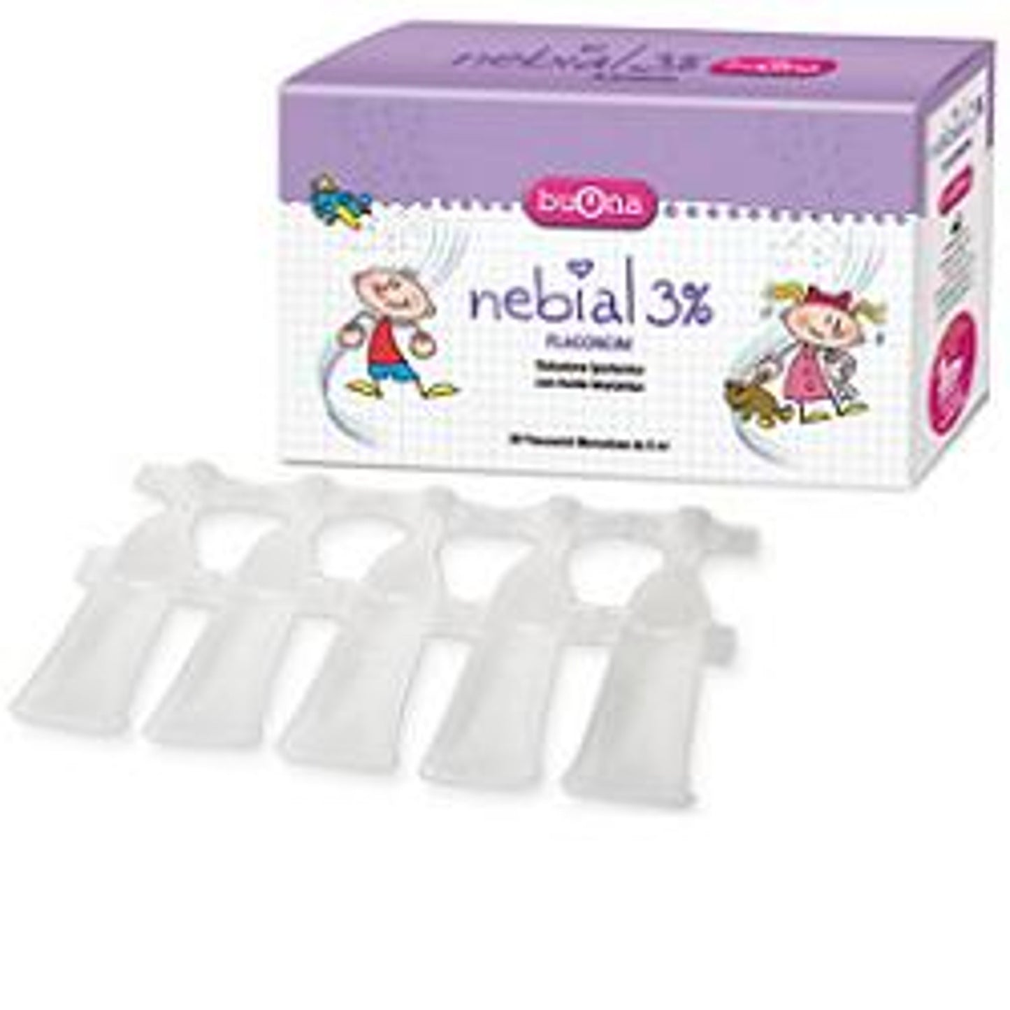 Nebial Flaconcini Soluzione Salina Ipertonica Di Sodio Cloruro Al 3% Con Acido Ialuronico 20X5 Ml