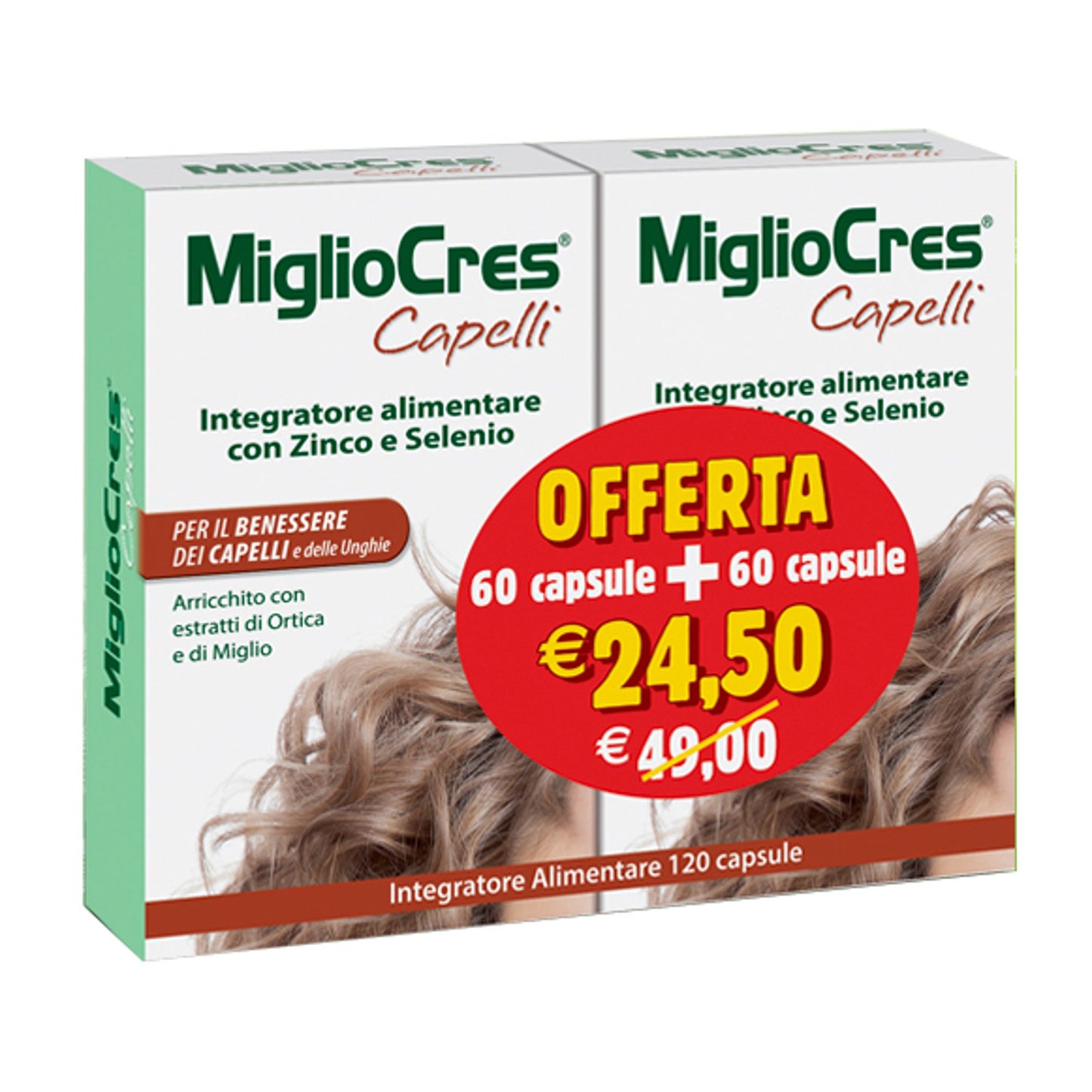 Migliocres Capelli 60 Capsule + 60 Capsule Promozione