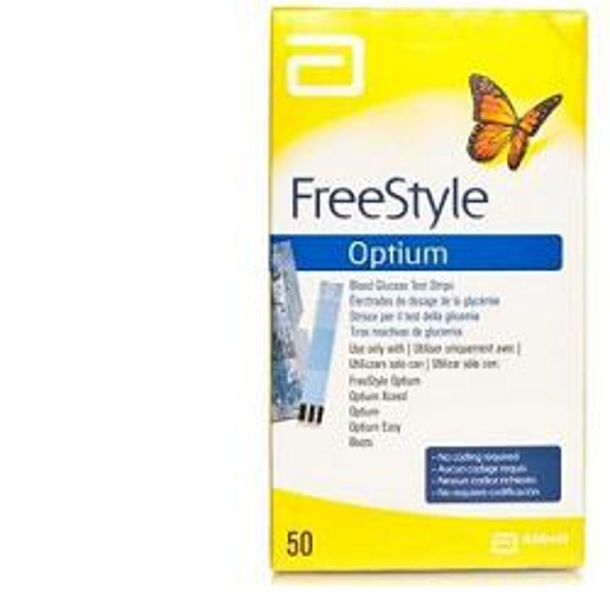 Strisce Misurazione Glicemia Freestyle Optium Test Strips 50Pezzi Senza Calibrazione