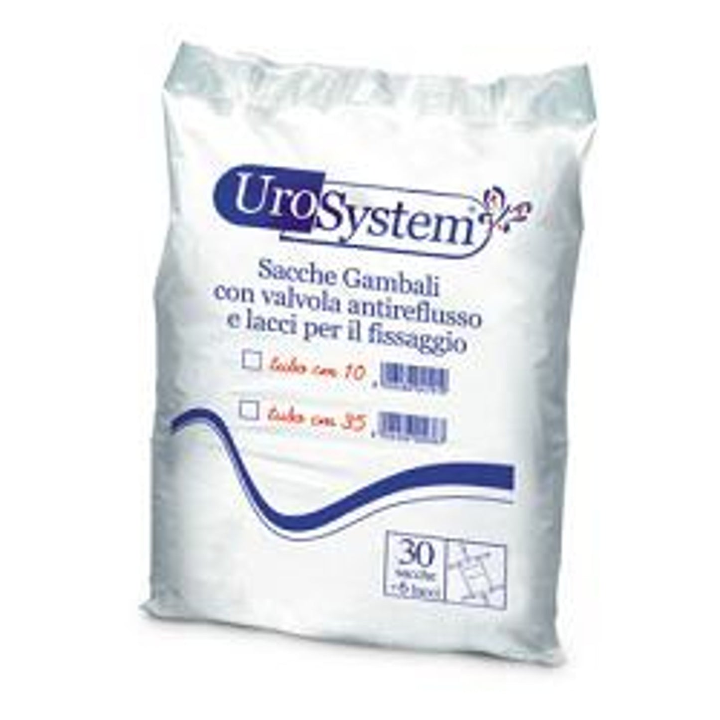 Sacca Di Drenaggio Da Gamba Per Incontinenza Urosystem Tubo10 Cm 30 Pezzi