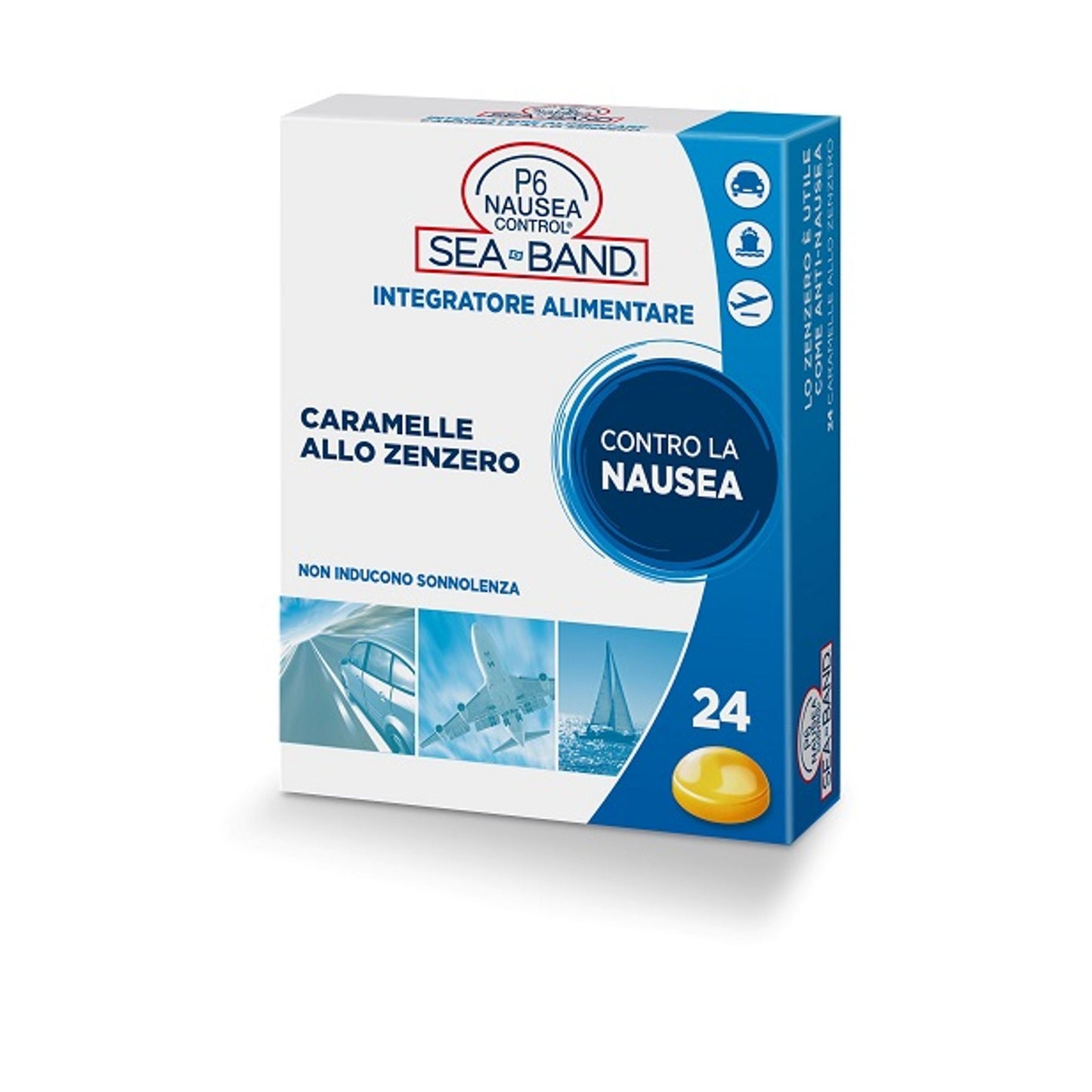 P6 Nausea Control Caramelle Anti Nausea Viaggio Allo Zenzero24 Pezzi
