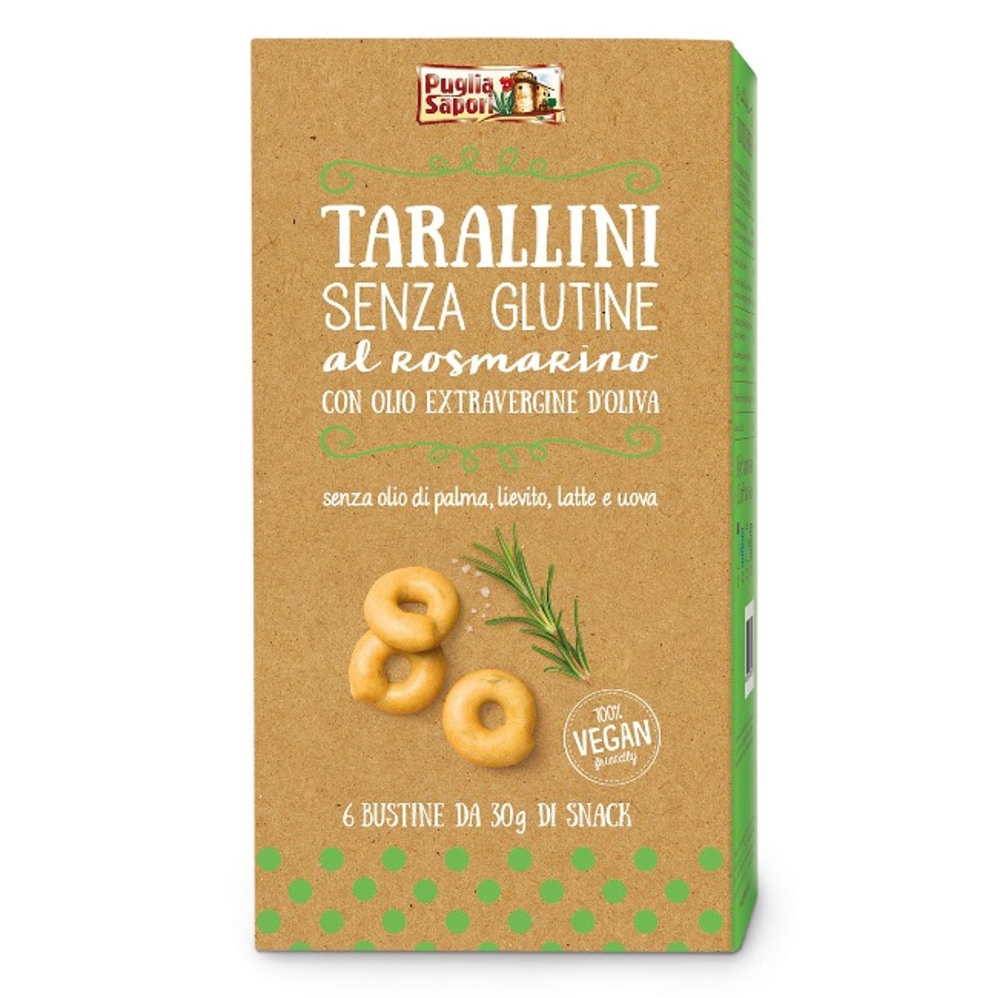 Puglia Sapori Tarallini Romarin à l'Huile d'Olive Vierge Extra 6 Pièces 30 G