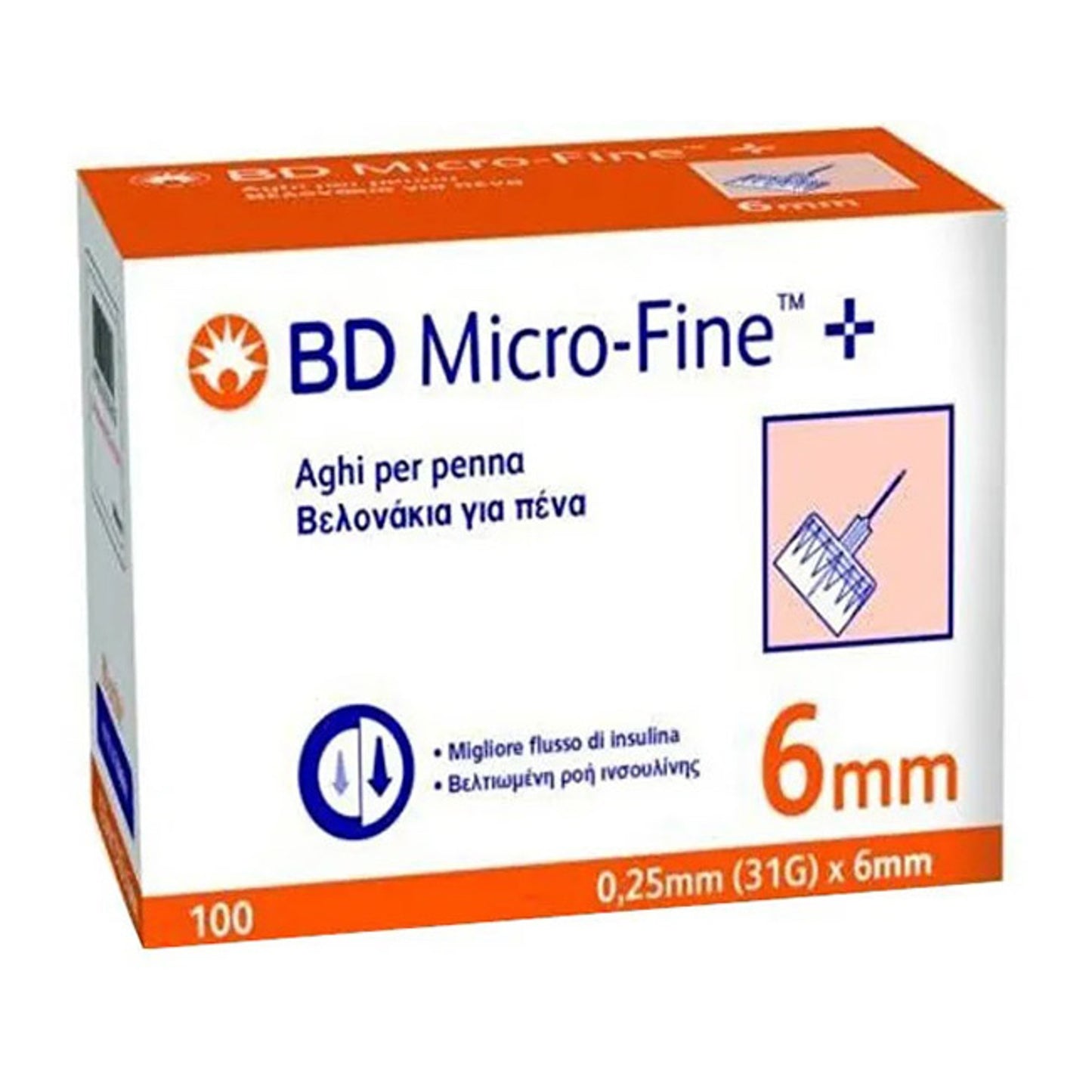 Ago Per Penna Da Insulina Bd Microfine Gauge 31 6Mm 100 Pezzi