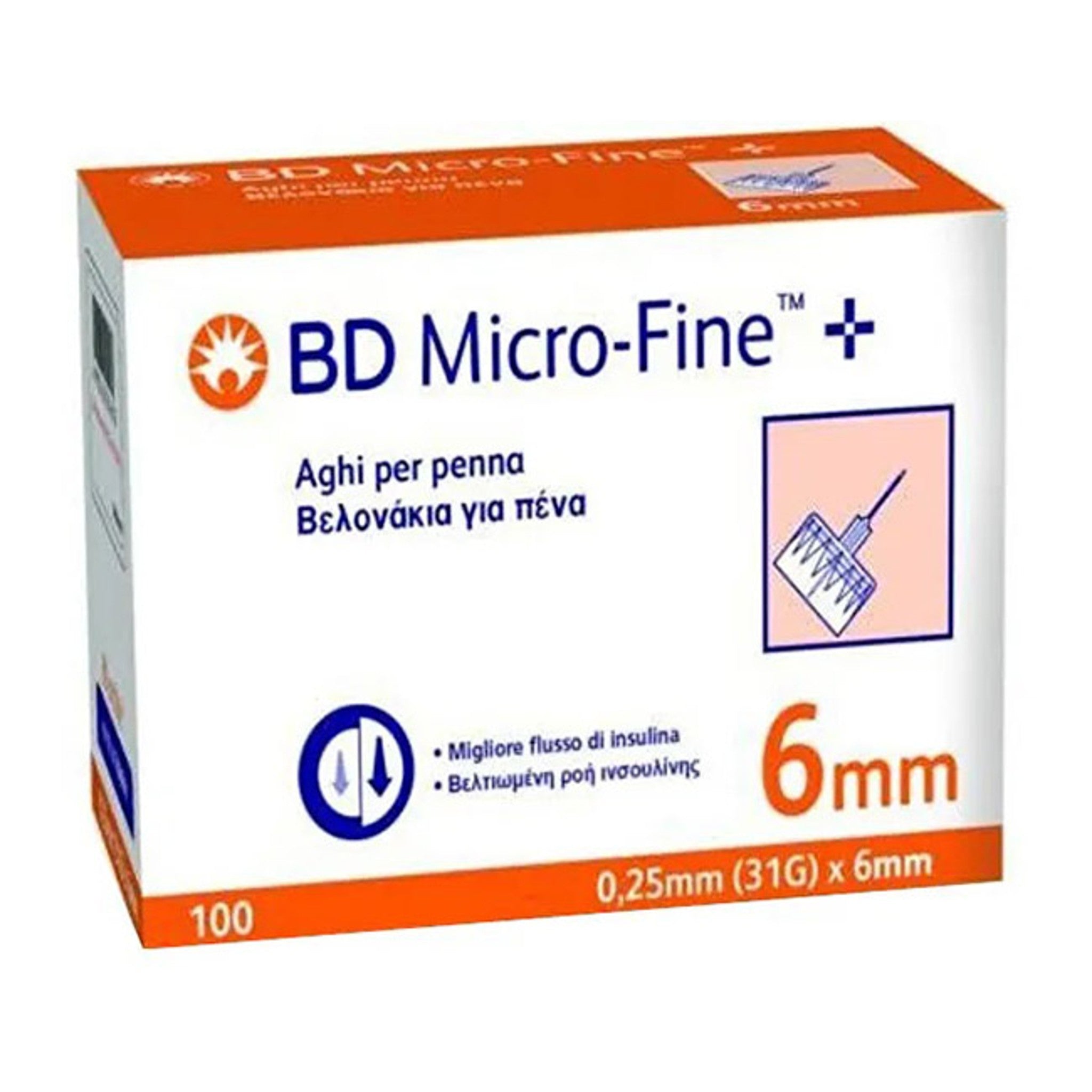 Ago Per Penna Da Insulina Bd Microfine Gauge 31 6Mm 100 Pezzi