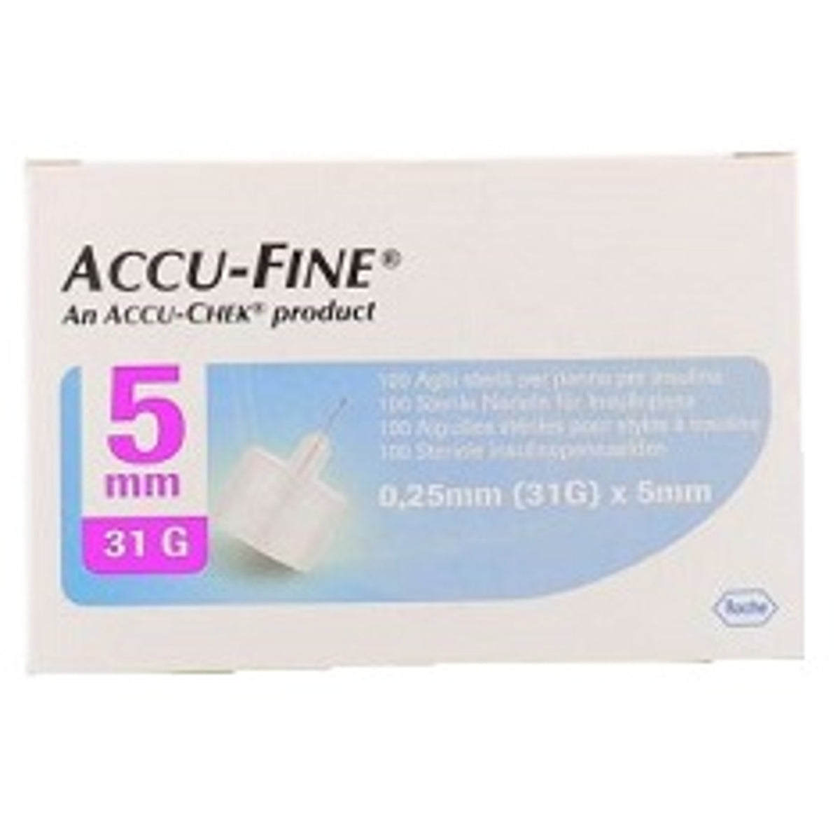 Accu-Fine Insulin Pen Needle Accu-Chek Gauge 31 x 5mm 100 Pieces