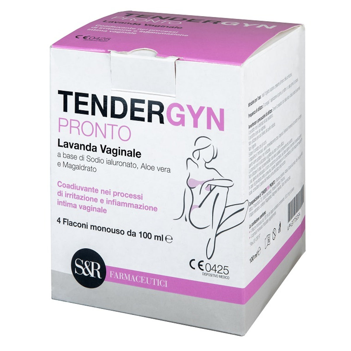 Tendergyn Prête à l'Emploi Douche Vaginale à Base de Hyaluronate de Sodium, Aloe Vera et Hydrate de Magnésium 4x100 ml