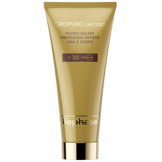 Rephase Oropuro 24K Gold Fluido Solare Protezione Antieta' Viso Corpo Spf30 150 Ml