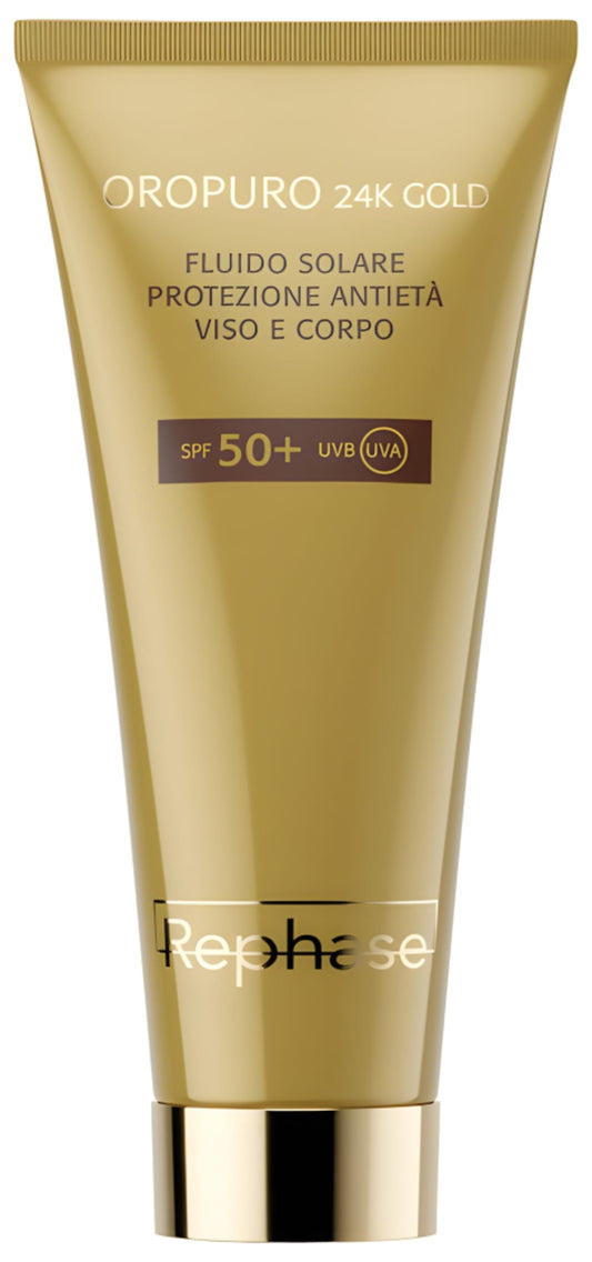 Rephase Oropuro 24K Gold Fluido Solare Protezione Antieta' Viso Corpo Spf50+ 150 ml