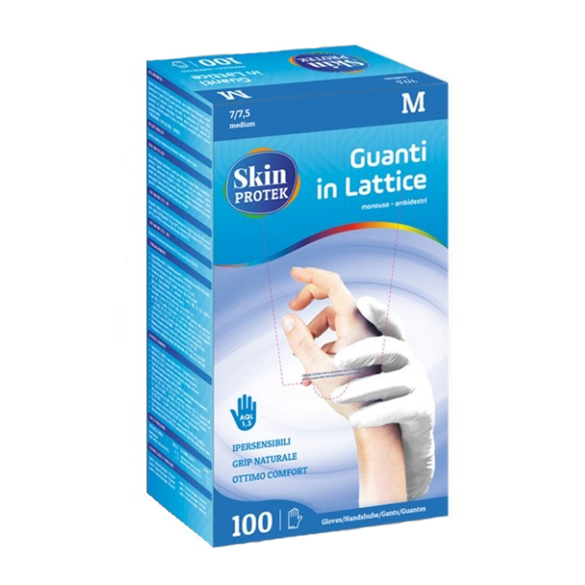 Guanto Non Chirurgico In Lattice Protex Monouso Con Amido Dimais Skin Protek Ambidestro Polsino Salvastrappo Misura Medium 100 Pezzi