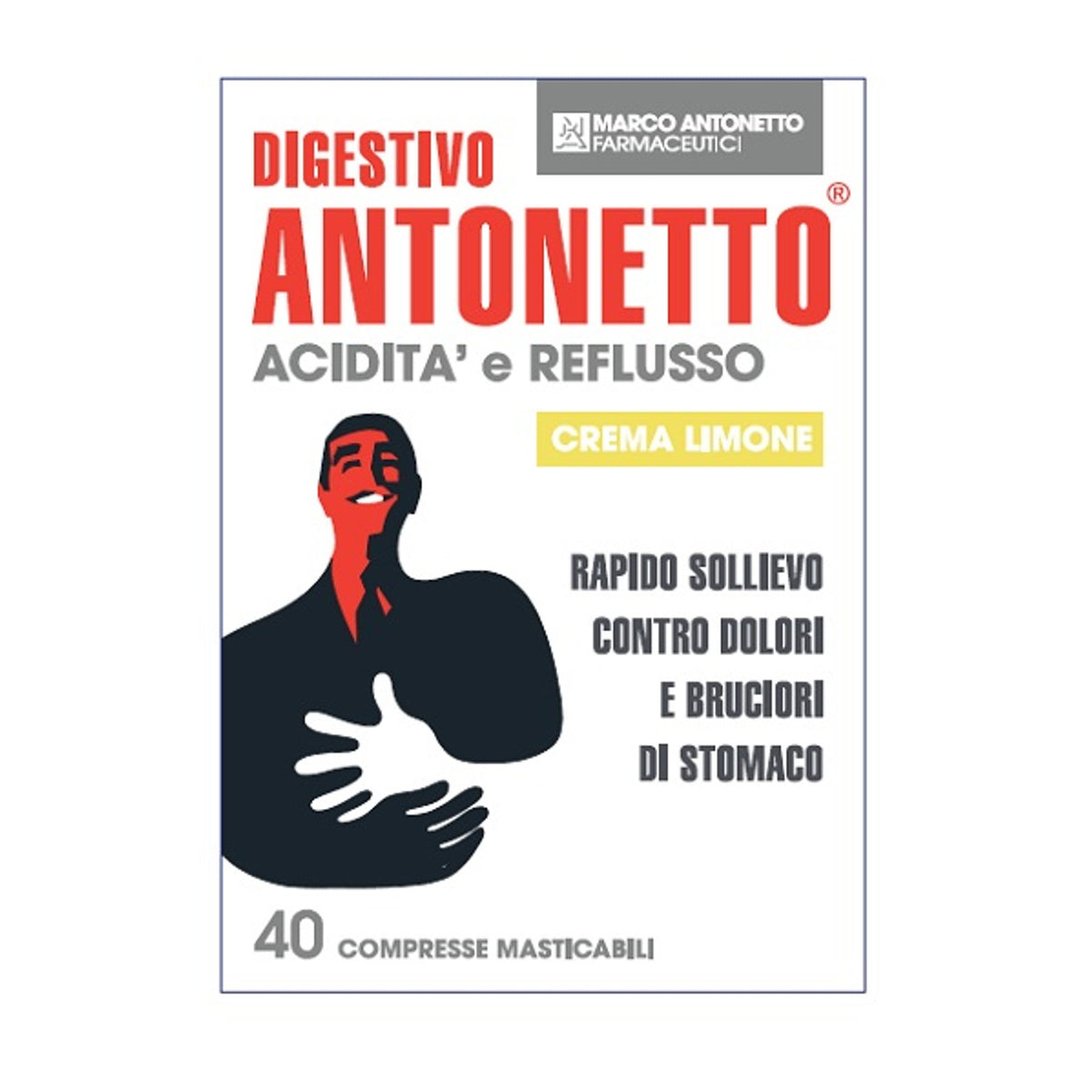 Antonetto Digestion Acidité et Reflux Crème au citron 40 Comprimés à croquer