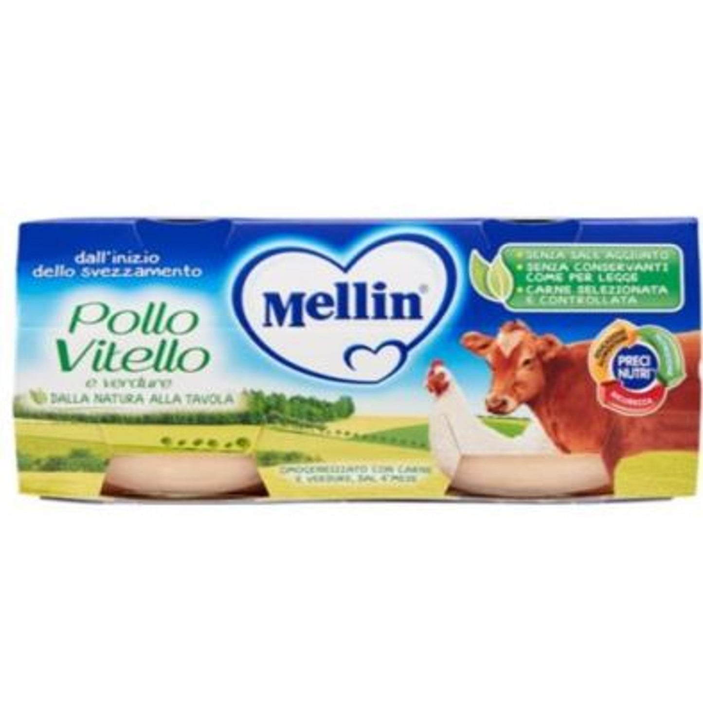 Mellin Omogeneizzato Pollo Vitello Con Verdure 2 X 80 G