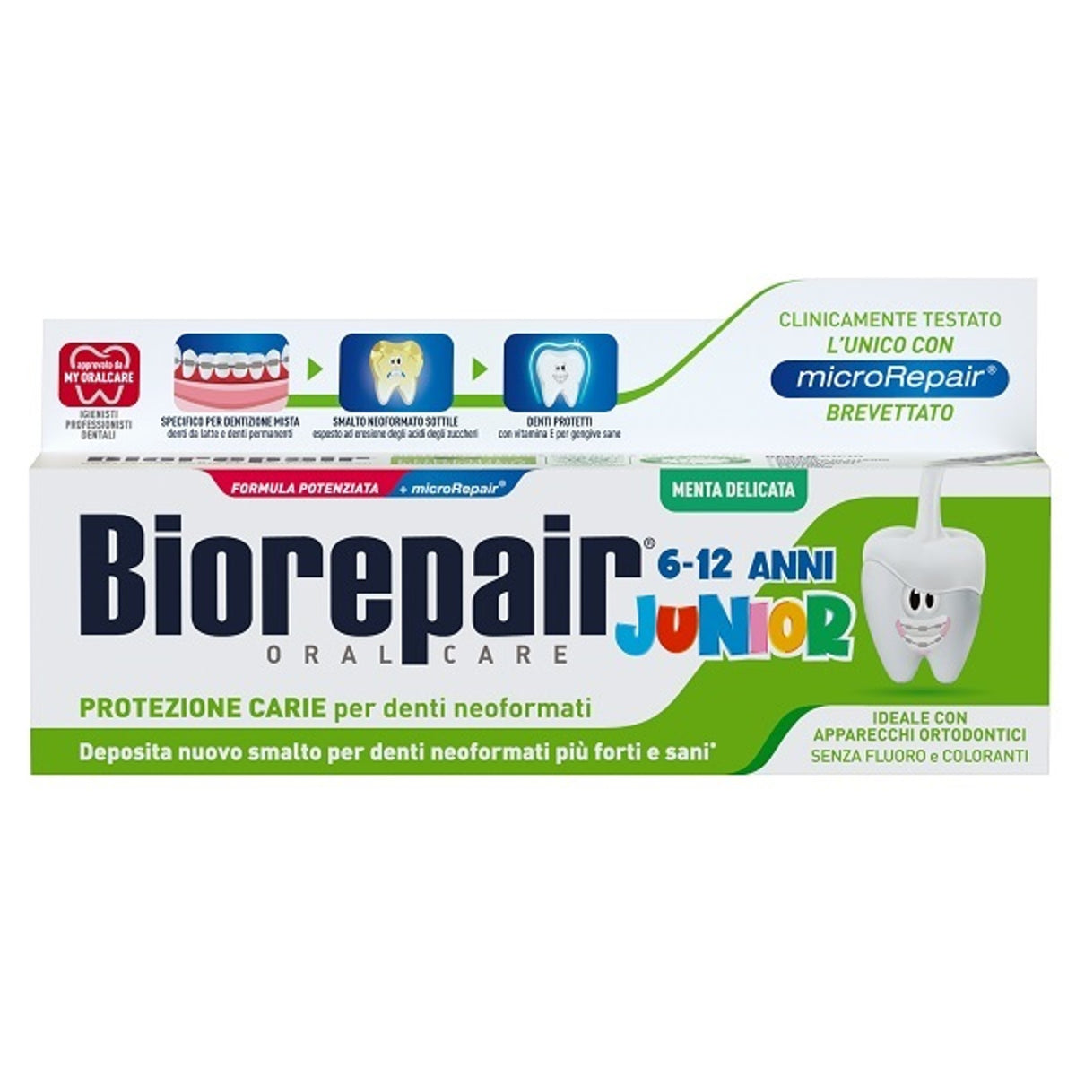 Biorepair Oral Care Junior 6-12 Years Toothpaste Anti-Cavity Protection Neoformed Enamel Gentle Mint 75 ml
