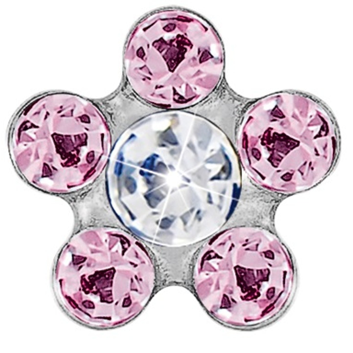 Fiore 6Mm Rosa/Punto Cristallo
