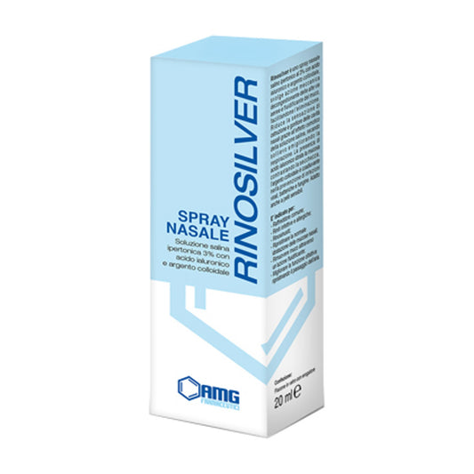 Rinosilver Soluzione Salina Ipertonica 3% Con Acido Ialuronico E Argento Colloidale Spray Nasale 20 Ml