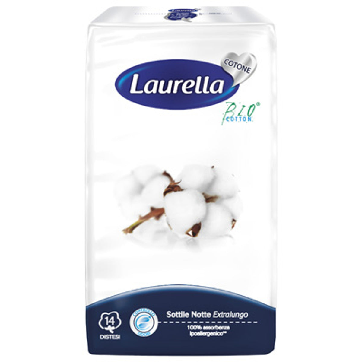 Serviette hygiénique Laurella en Coton Fine Nuit Étendue 14 Pièces
