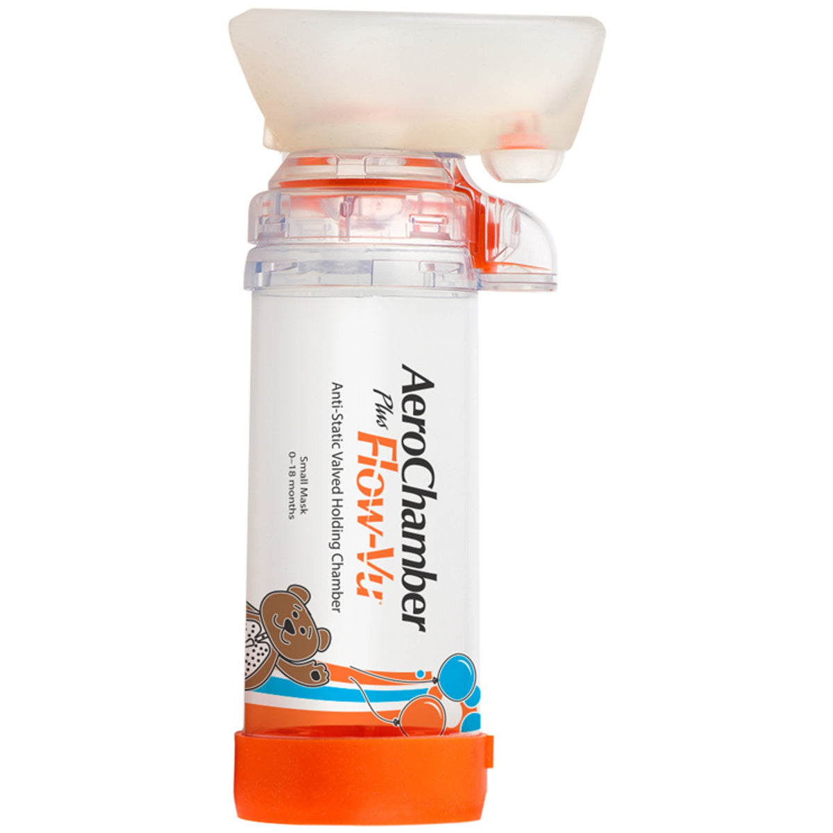 Chambre d'espacement avec valve Aerochamber Plus Flow Vu Pédiatrique Small 0-18 mois