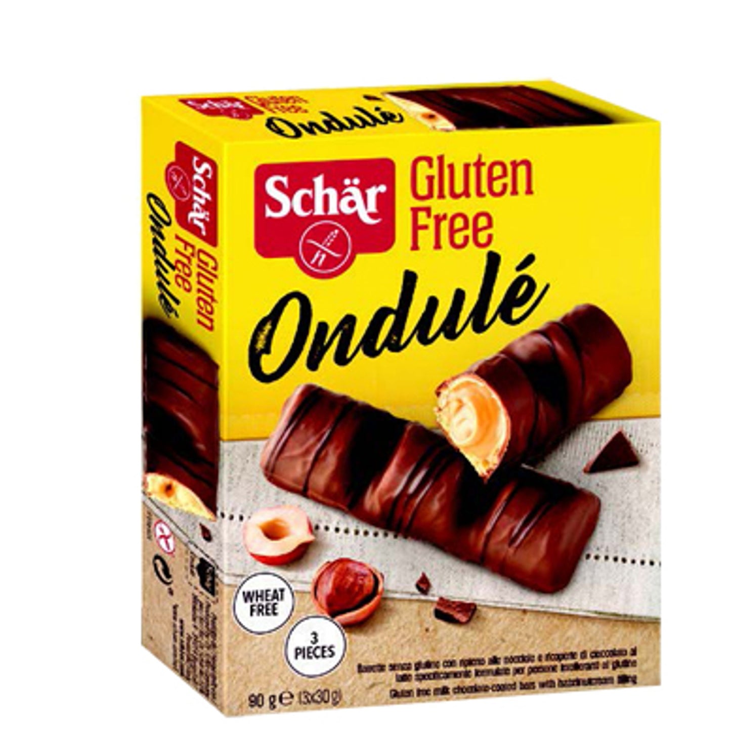 Schar Ondule' Barrette Con Ripieno Di Nocciole Ricoperte Dicioccolato Al Latte 3 Porzioni Da 30 G