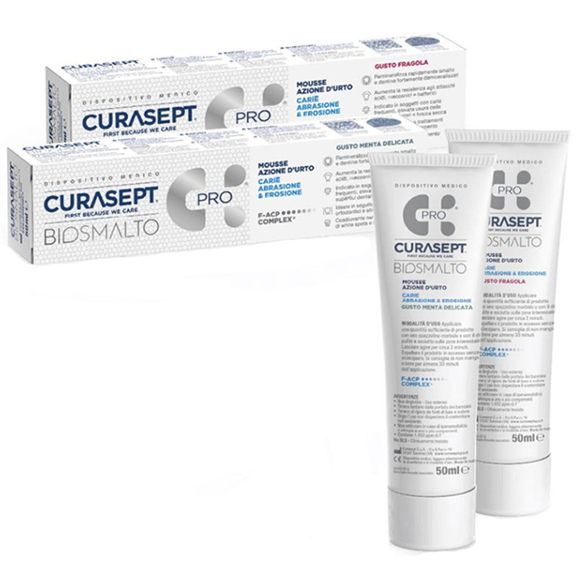 Curasept Biosmalto Mousse Carie Fragola 50 Ml