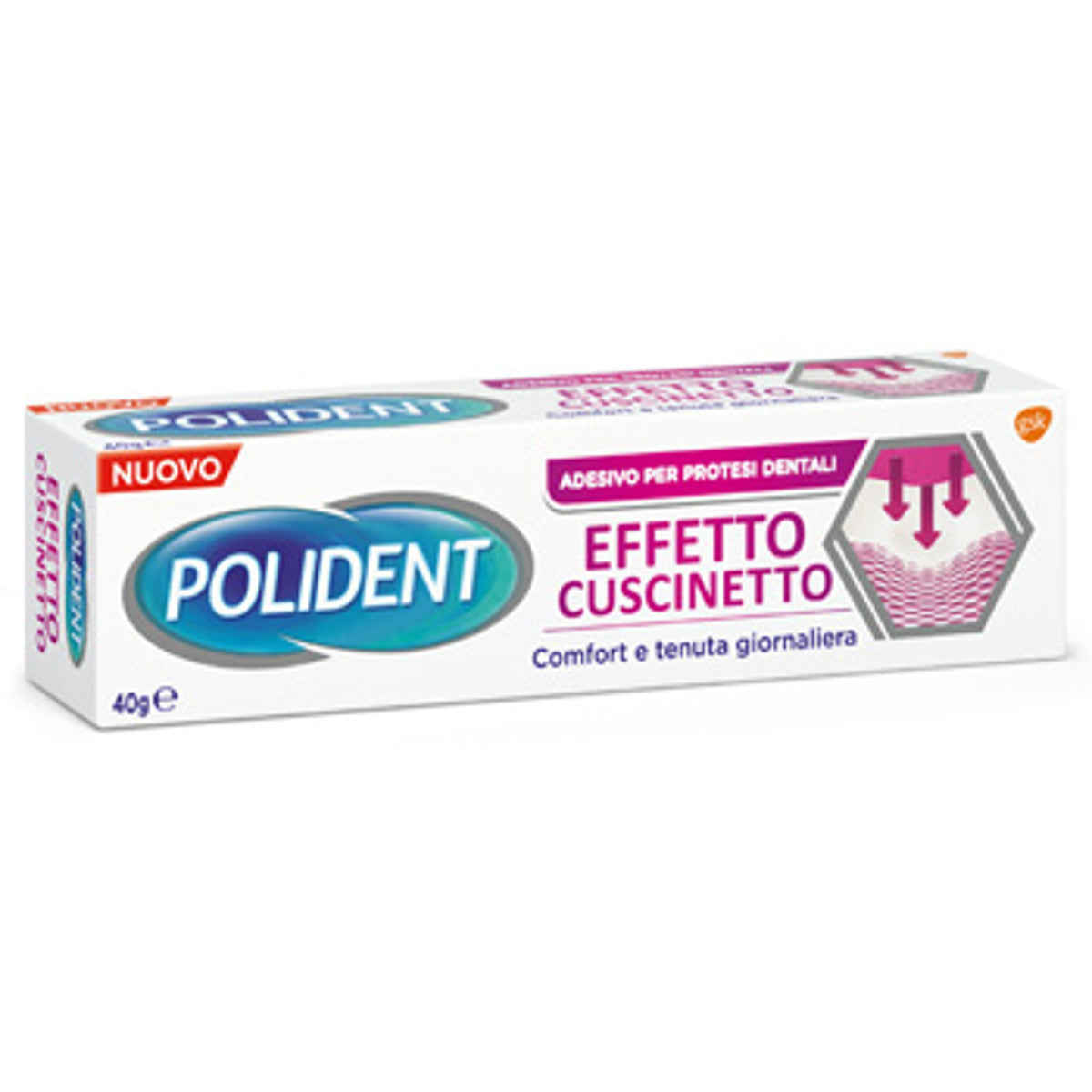 Polident Fissativo Effetto Cuscinetto Adesivo Per Protesi Dentali 40 G
