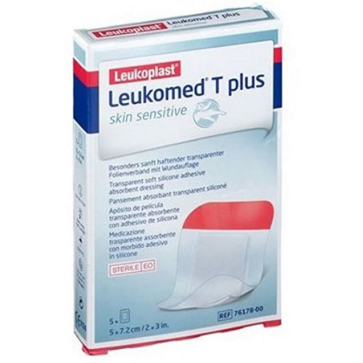 Post-Operative Dressing Leukomed T Plus Skin Sensitive Transparent Waterproof With Silicone Adhesive Mass 5X7.2Cm 5 Pieces