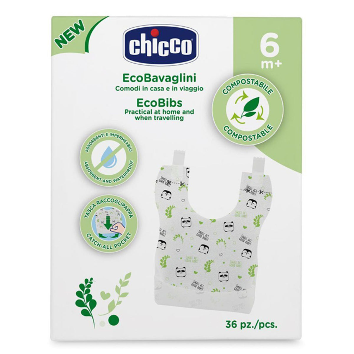 Chicco Bavoirs Jetables Compostables 36 Pièces