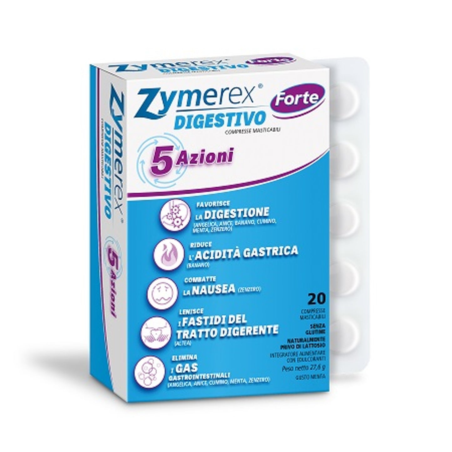 Zymerex Digestivo Forte 5 Azioni 20 Compresse Masticabili