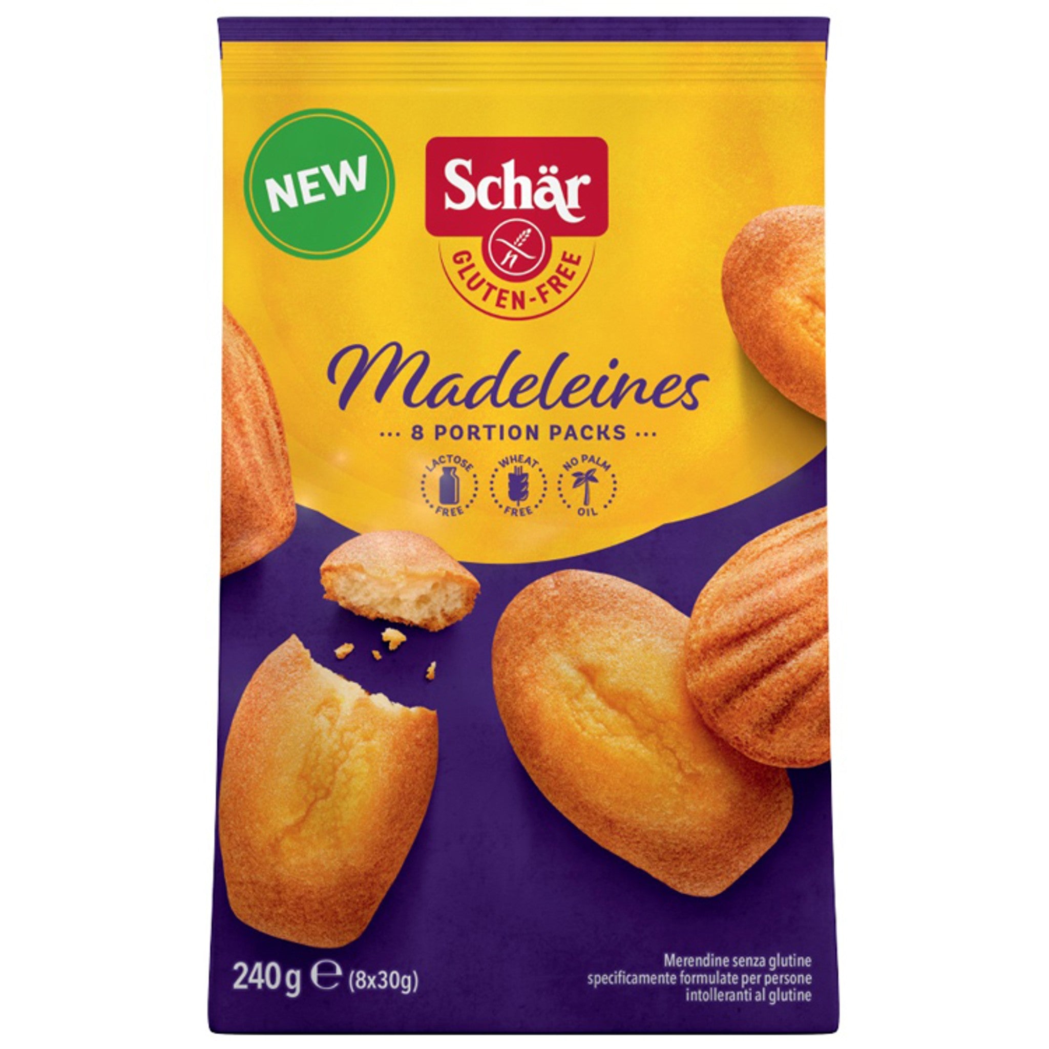 Schar Madeleines Sans Lactose 8 Portions De 30 G