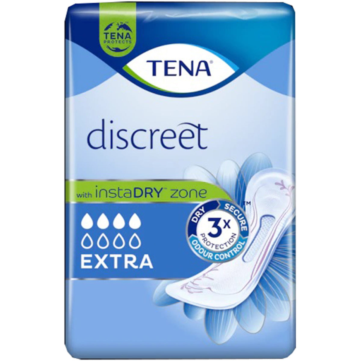 Light Incontinence Pad Tena Discreet Extra 10 Count