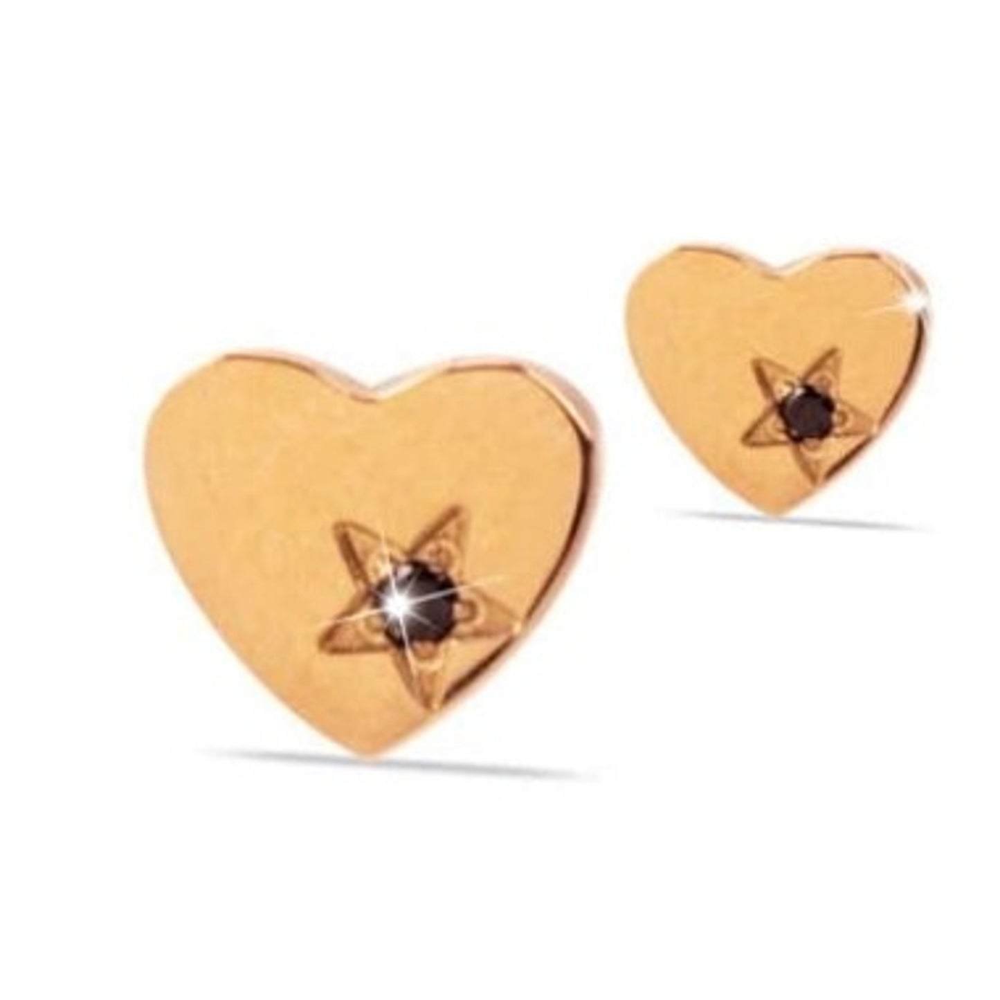 Mj Post 305 Cuore Oro Rosa Con Zircone Nero