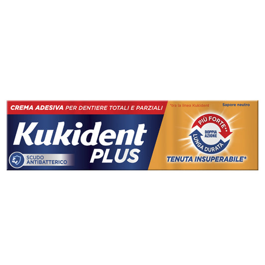 Kukident Plus Doppia Azione Crema Adesiva Dentiere 40 G
