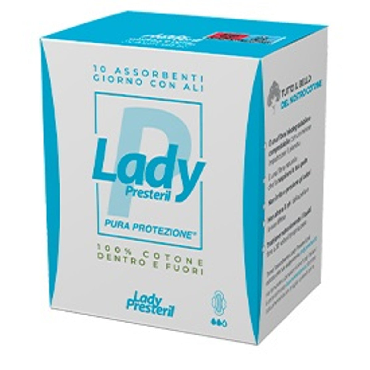 Lady Presteril Serviettes Jour Avec Ailes Pliées Biodégradables 10 Pièces