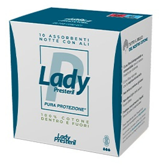 Lady Presteril Assorbenti Notte Con Ali Ripiegati Biodegradabili 10 Pezzi