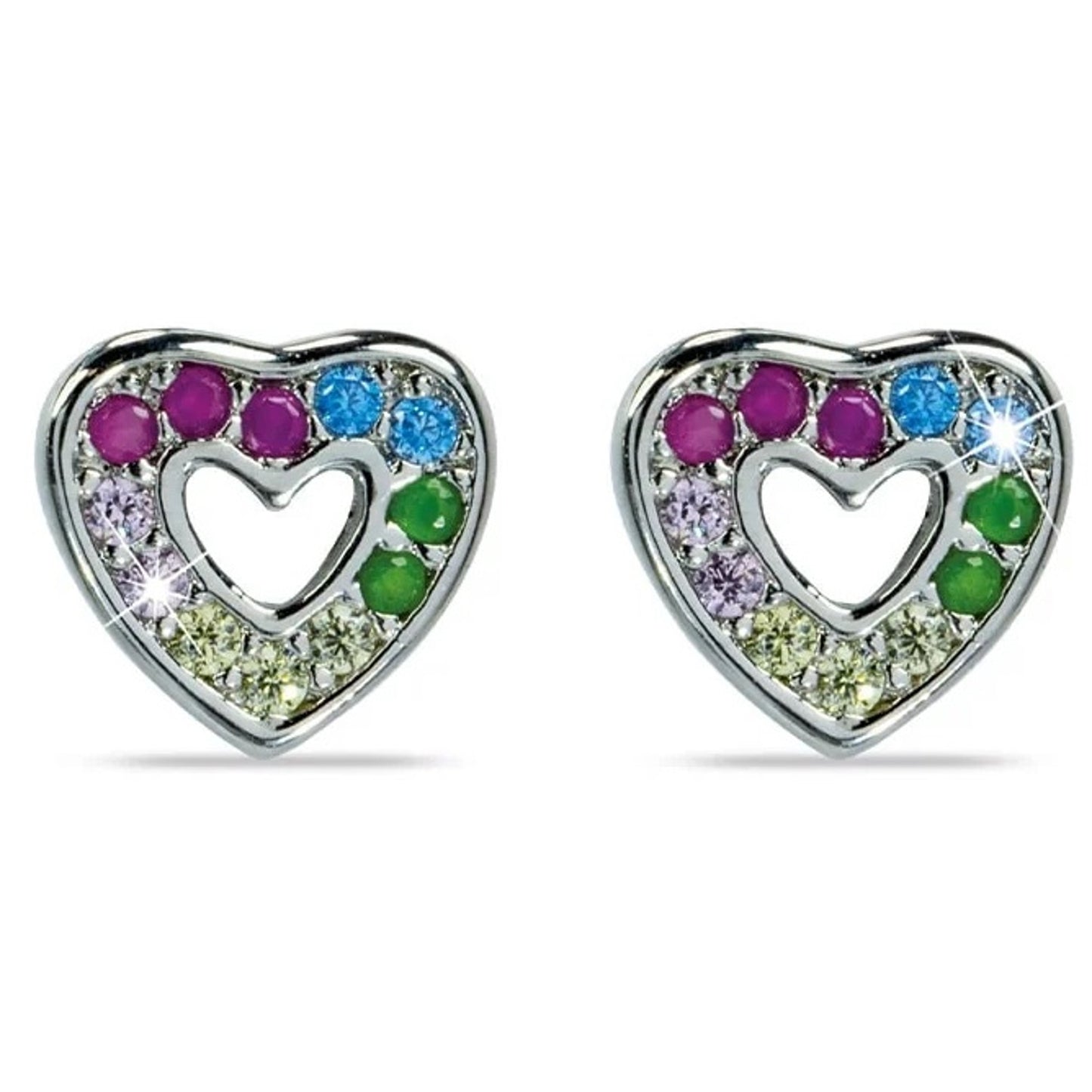 Orecchino Mj Post 344 Cuore Con Cristalli Multicolor