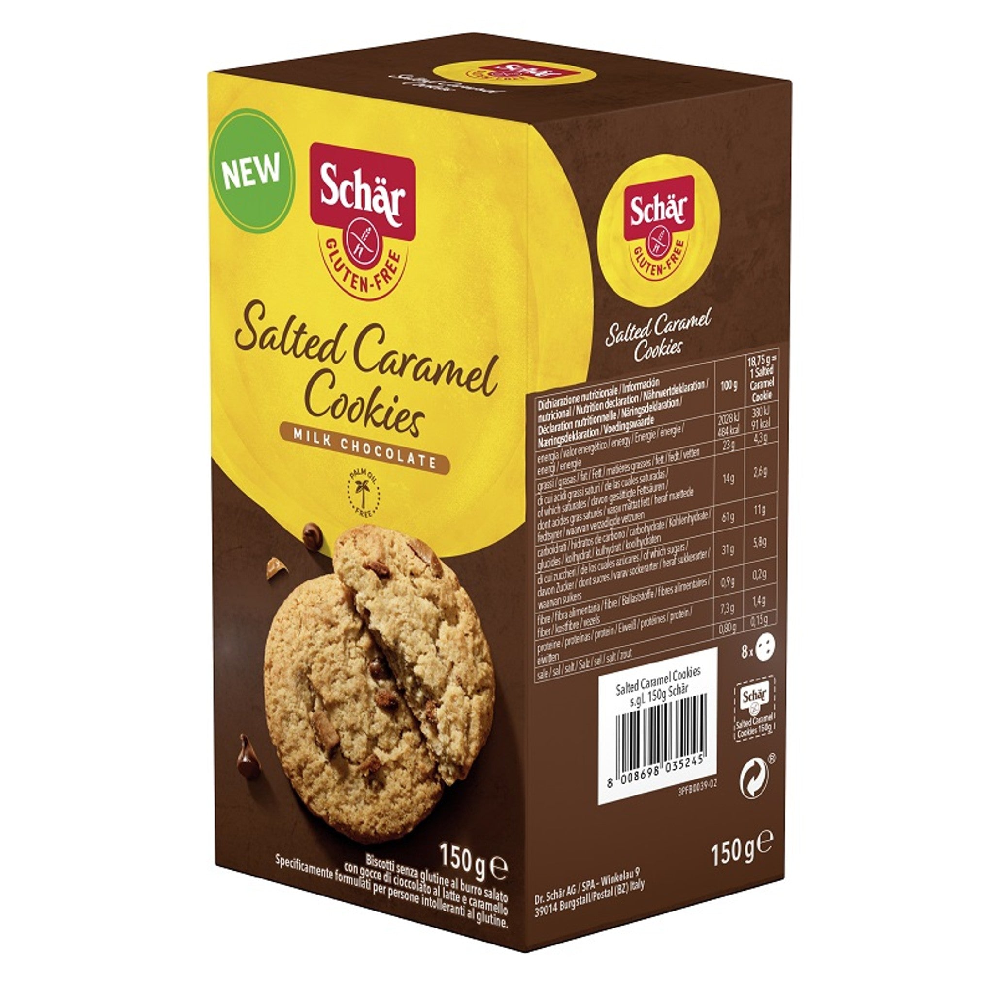 Schar Biscuits Caramel Salé Pépites de Chocolat au Lait et Caramel 150 G