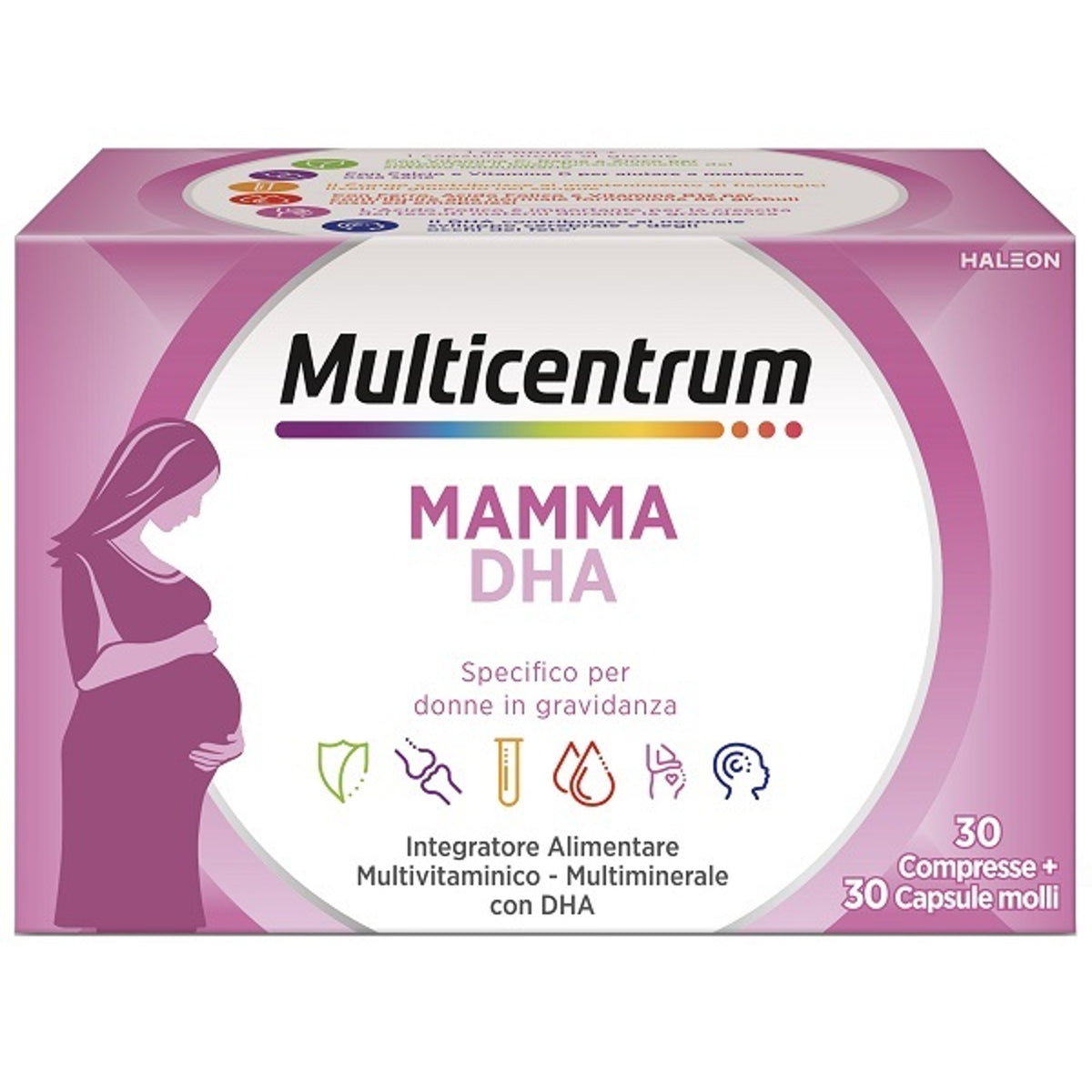 Multicentrum Maman DHA 30 Comprimés + 30 Capsules Sans Gluten Et Sans Sucres